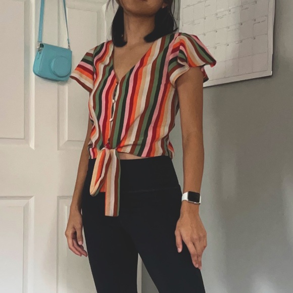 Cropped striped buttoned shirt - Picture 3 of 3